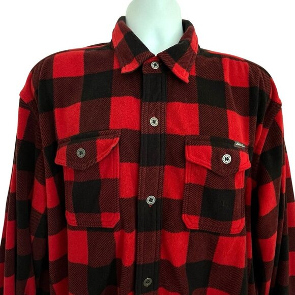 Eddie Bauer Mens TXL Red Buffalo Plaid Flannel Fleece Shirt Outdoor Lumberjack - Picture 7 of 16